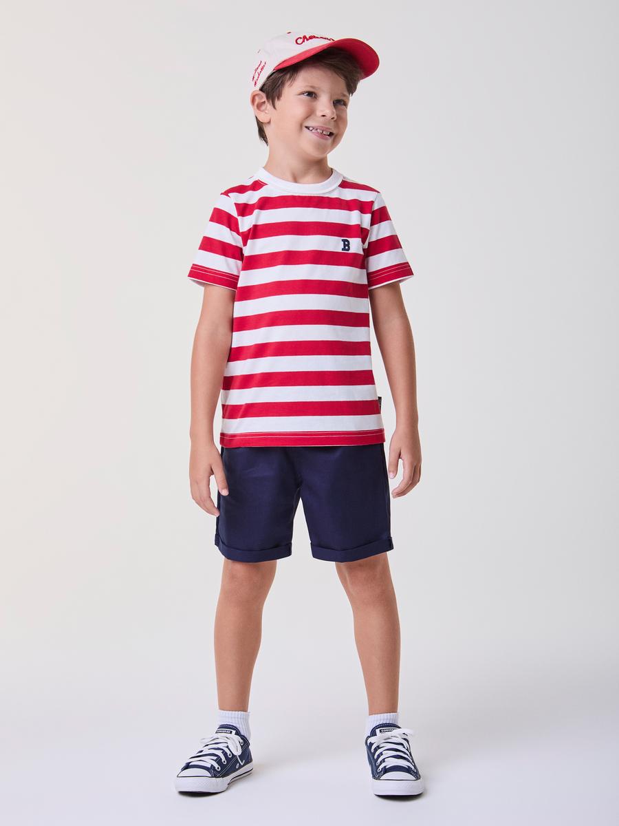Conjunto T-Shirt e Bermuda Listras Bimbi