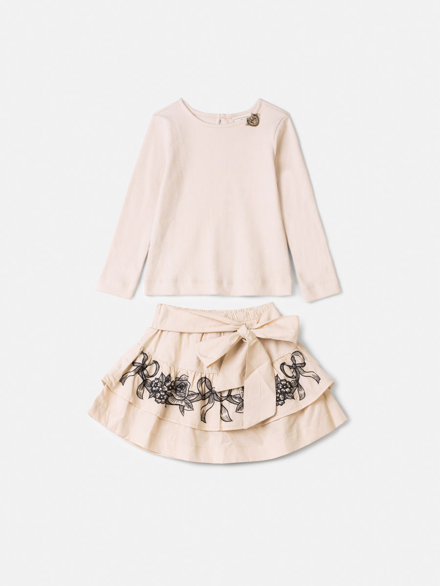 Conjunto Blusa Manga Longa e Saia Bege Vanilla Animê