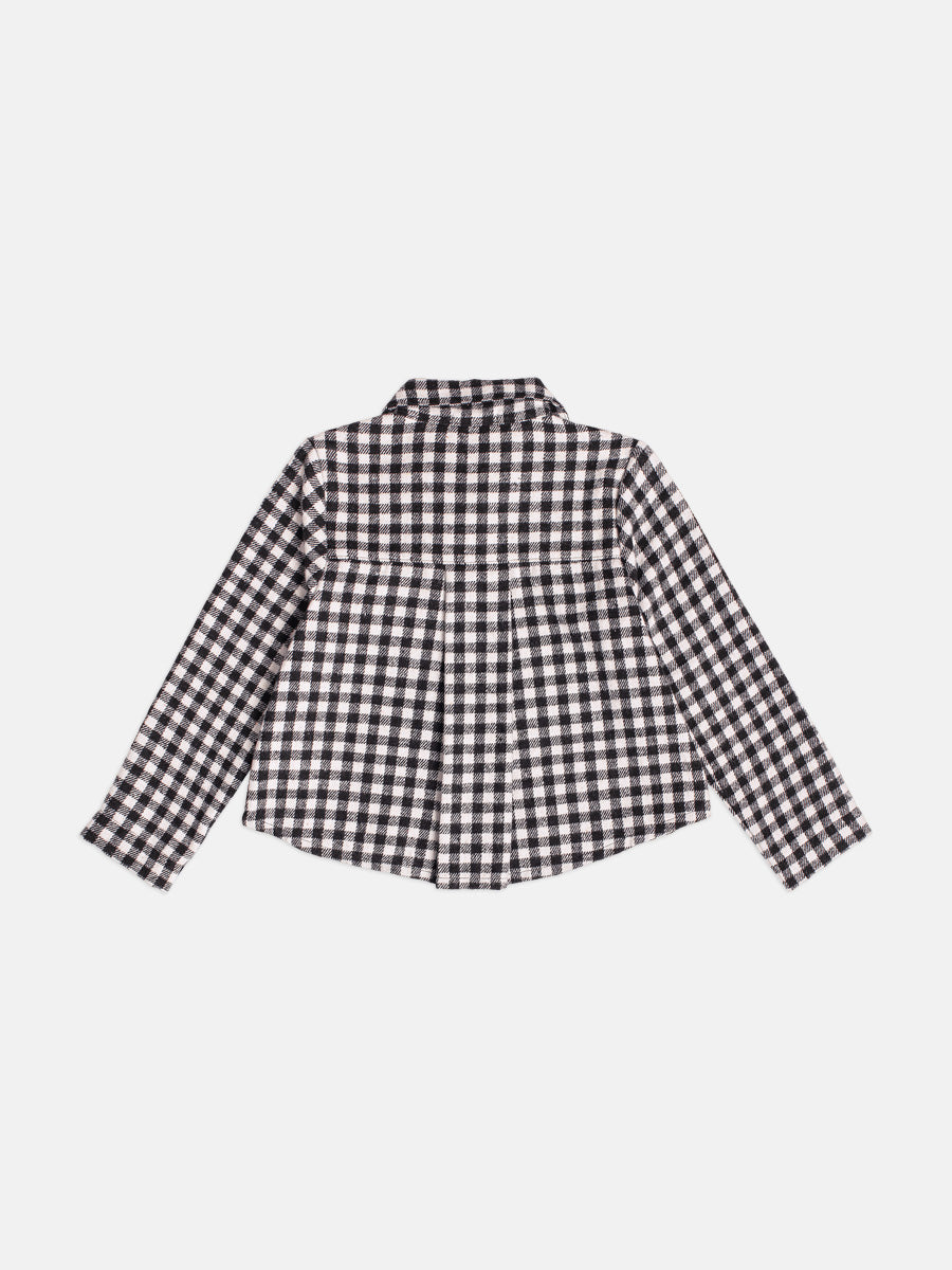 Jaqueta De Tweed Xadrez Strass Momi