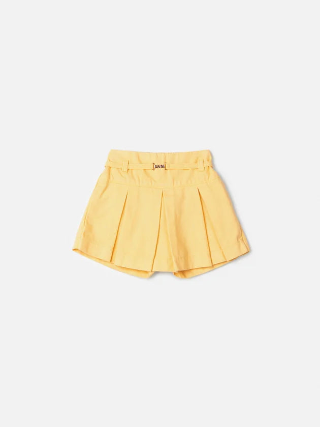 Shorts Saia de Sarja Amarela com Pregas Anime