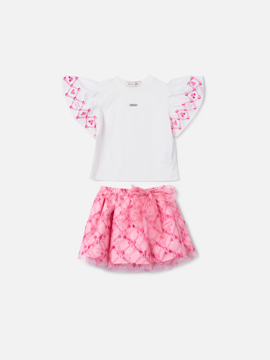 Conjunto Blusa e Saia Tule Rosa Anime
