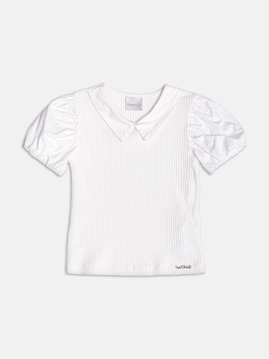 Blusa Manga Balonê com Strass Momi