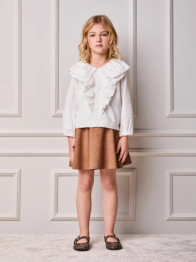Blusa Gola Babado Off White Animê