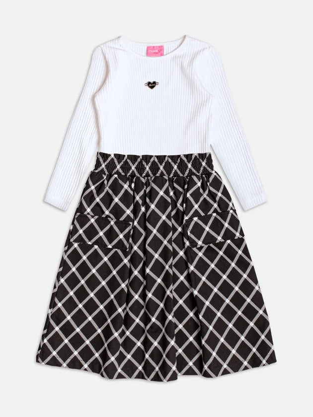 Vestido Preto com Saia Xadrez Momi - BambolePetit