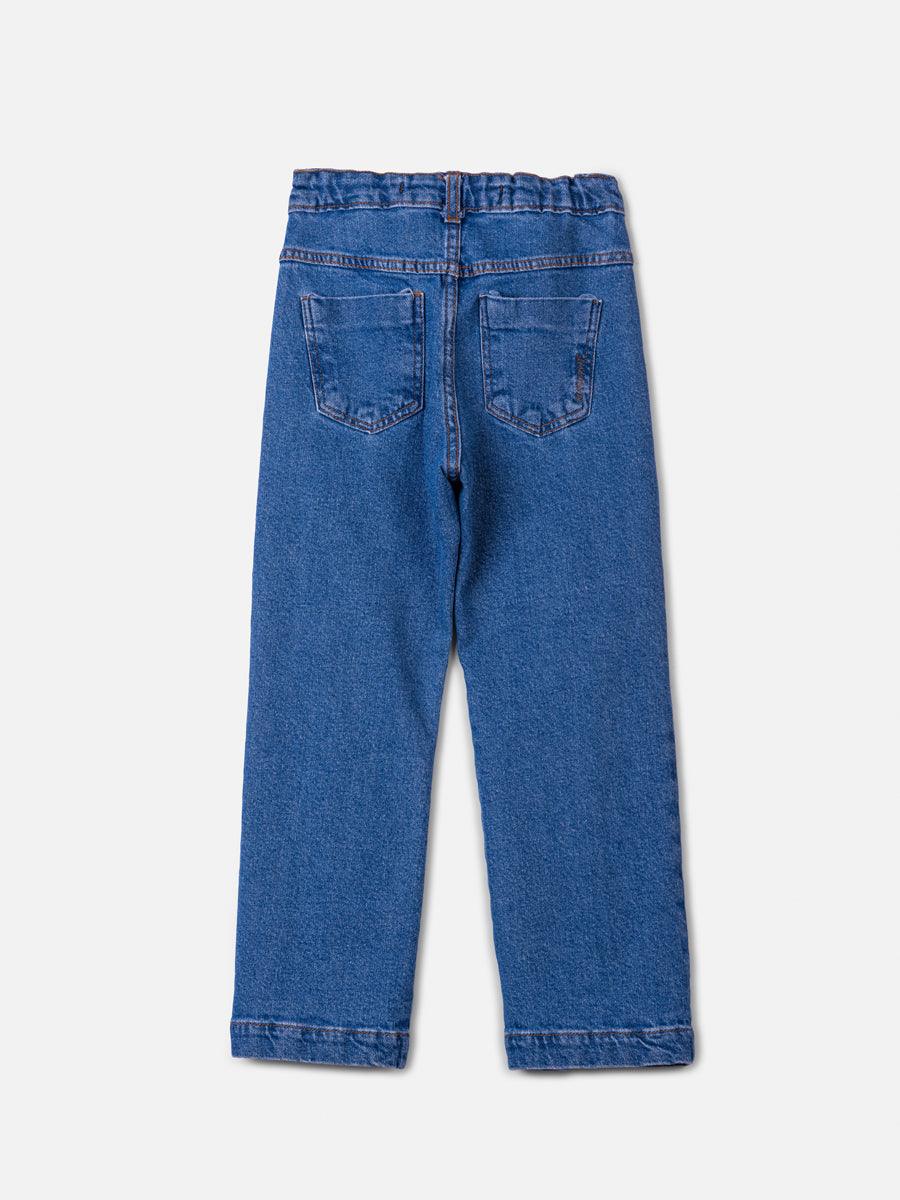 Calça Jeans Wide Leg com Pingente - BambolePetit
