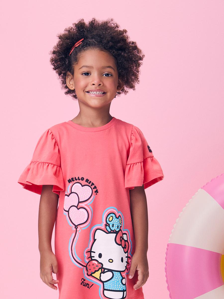 Vestido Rosa Coral da Hello Kitty Momi
