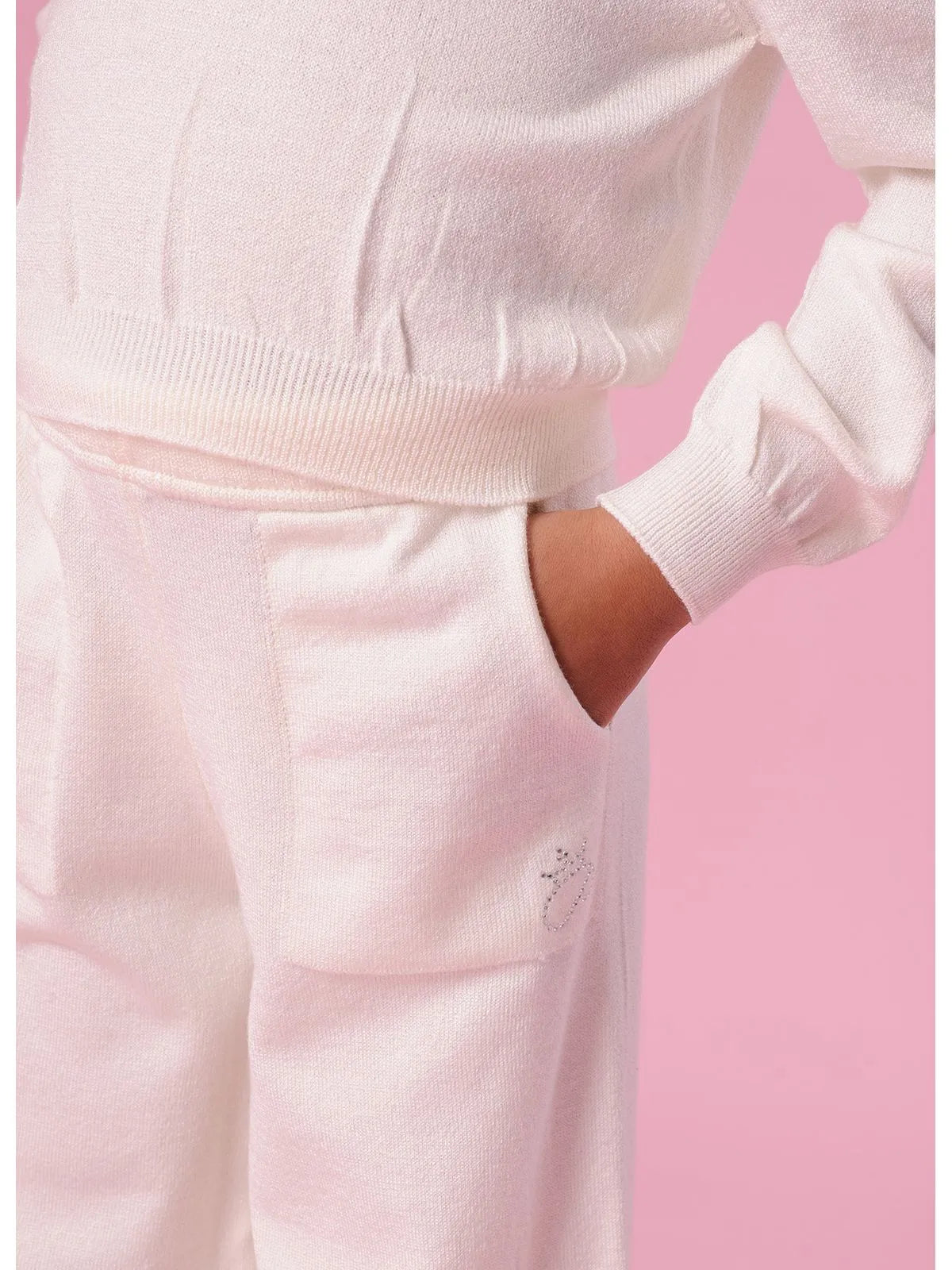 Calça Tricot Reta P Cristal Off White
