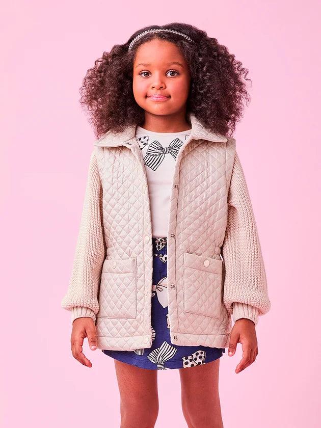 Jaqueta com Mangas de Tricot Bege - BambolePetit