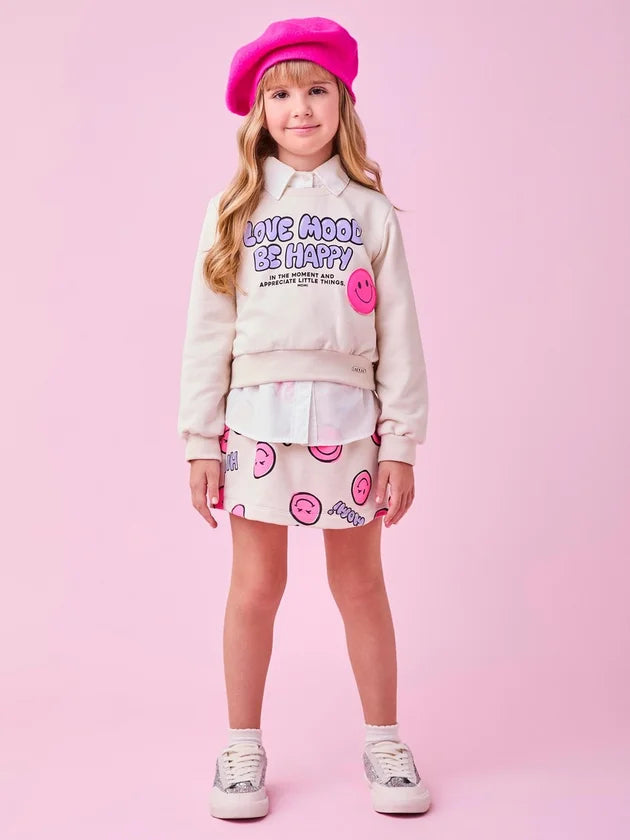 Conjunto Casaco Shorts Smile Bege - BambolePetit