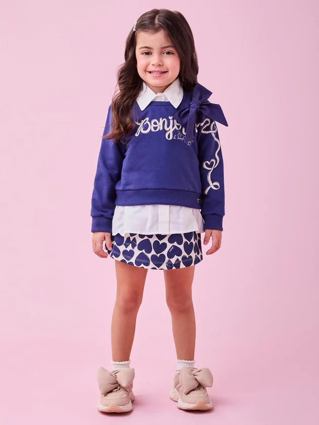 Conjunto Casaco Shorts Azul Midnight - BambolePetit