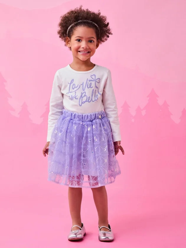Conjunto Manga Longa Blusa Saia Perola - BambolePetit