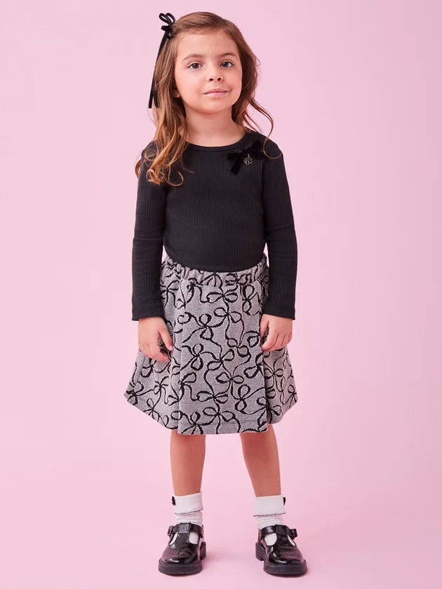 Conjunto Manga Longa Blusa Saia Preto - BambolePetit