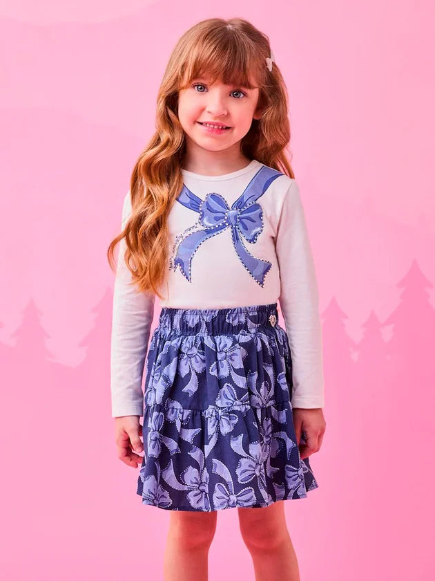 Conjunto Manga Longa Blusa Saia Perola - BambolePetit