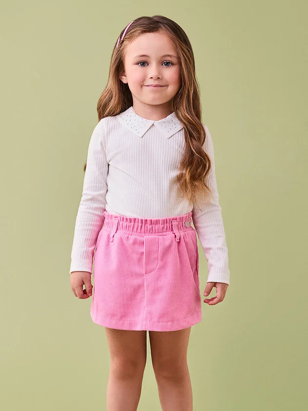 Conjunto Manga Longa Blusa Shorts Off White