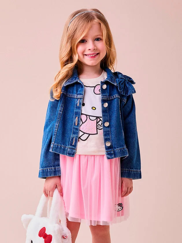 Jaqueta Jeans Com Laco Jeans - BambolePetit