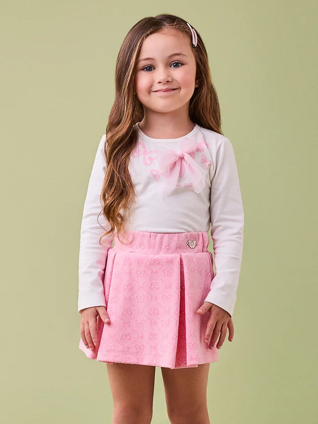 Conjunto Manga Longa Blusa Shorts Perola