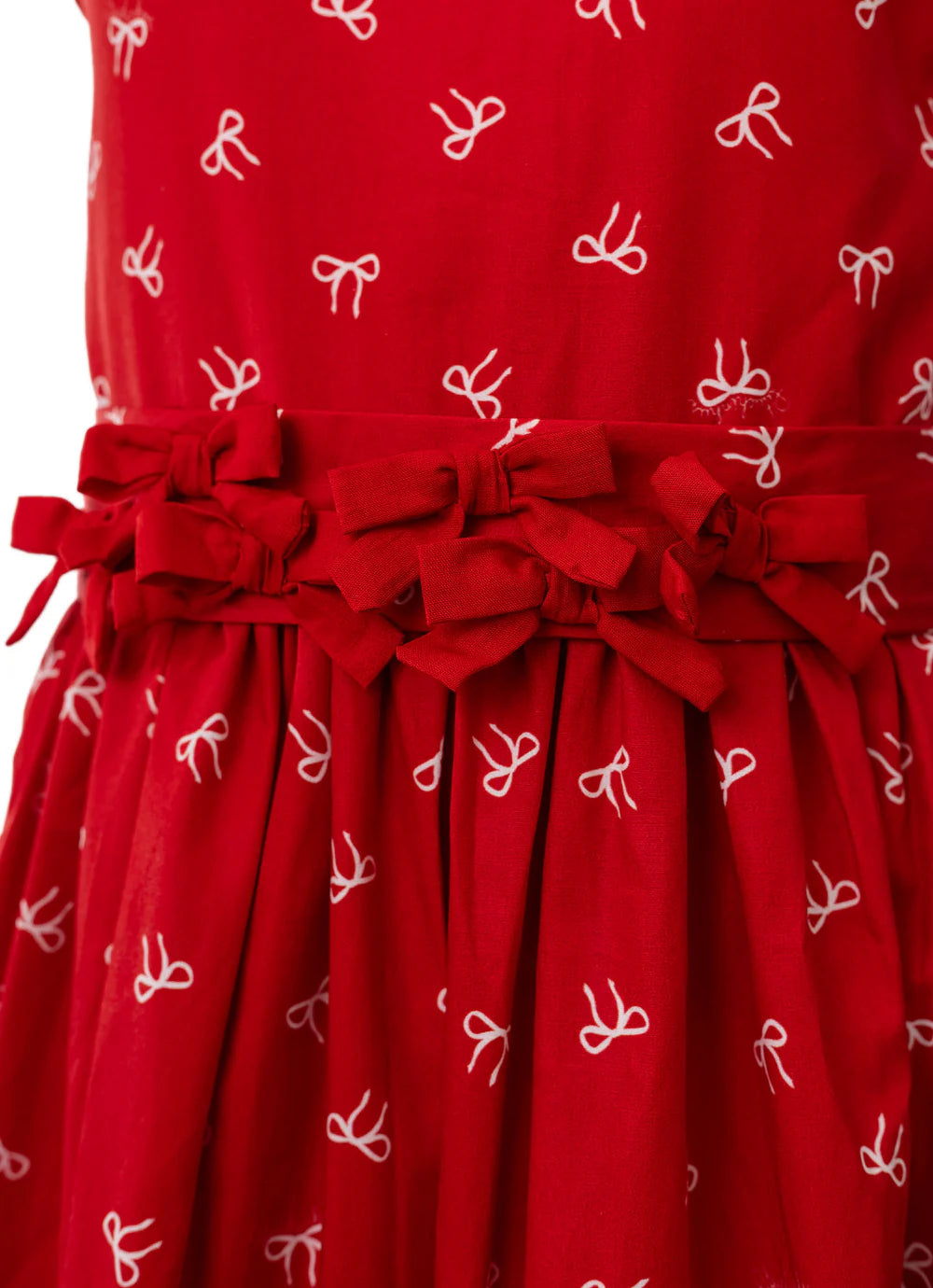 Vestido Algodão Lacinhos com Cinto Natal Pituchinhus