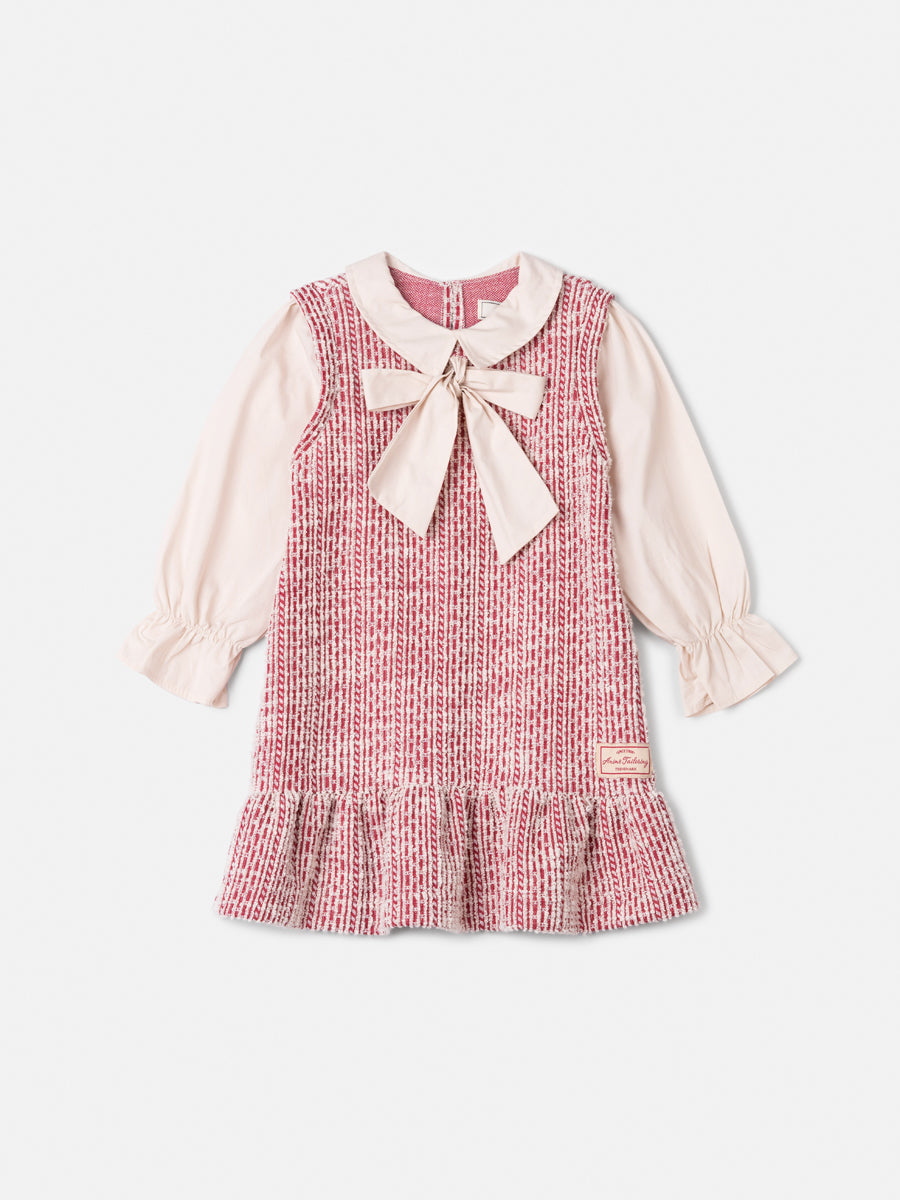 Vestido Em Tweed Cherry Vermelho Animê