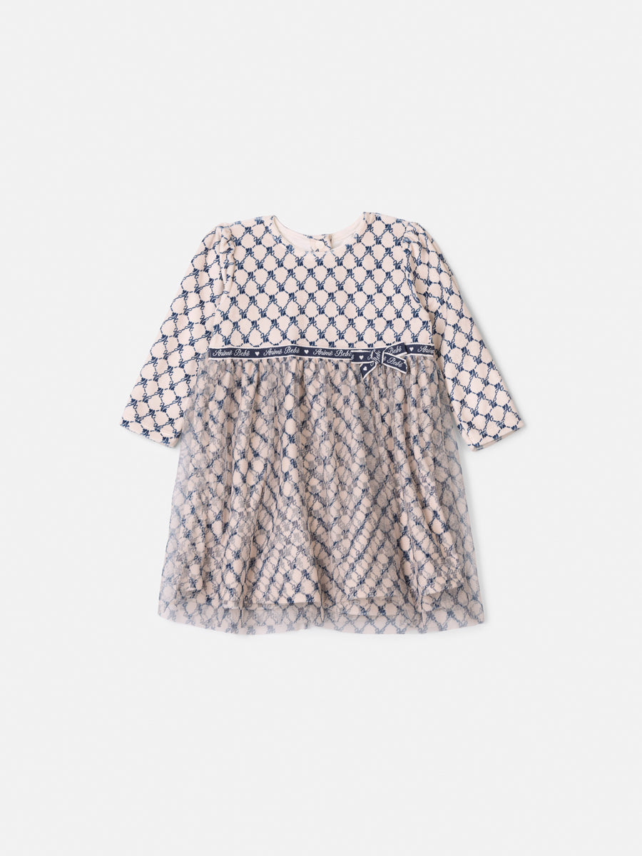 Vestido Manga Longa Tule Baby Pattern Animê