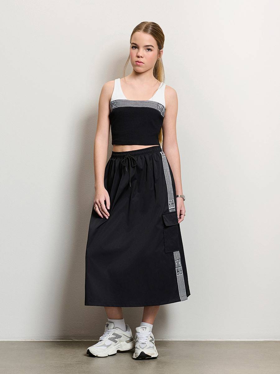 Saia Midi Com Cadarco Preto I Am