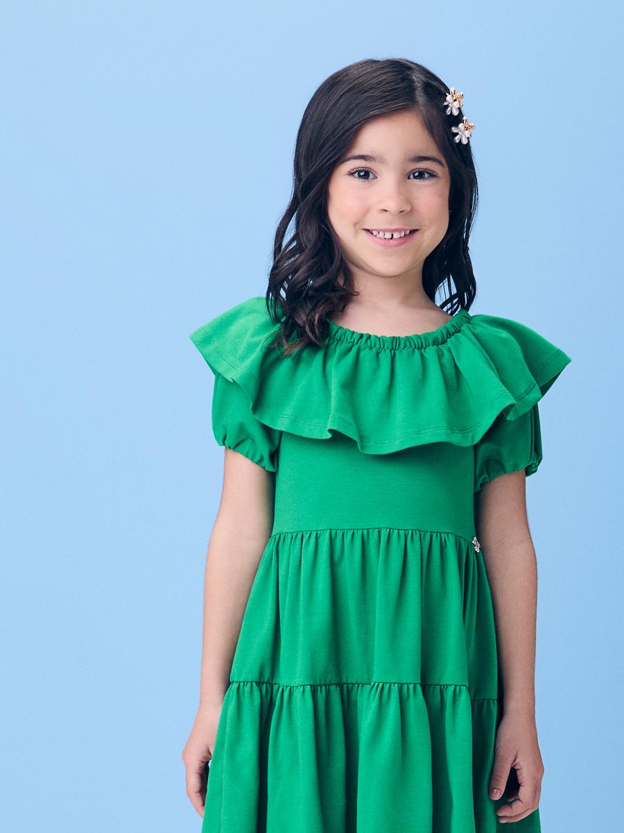 Vestido com Mangas Balone Verde Momi