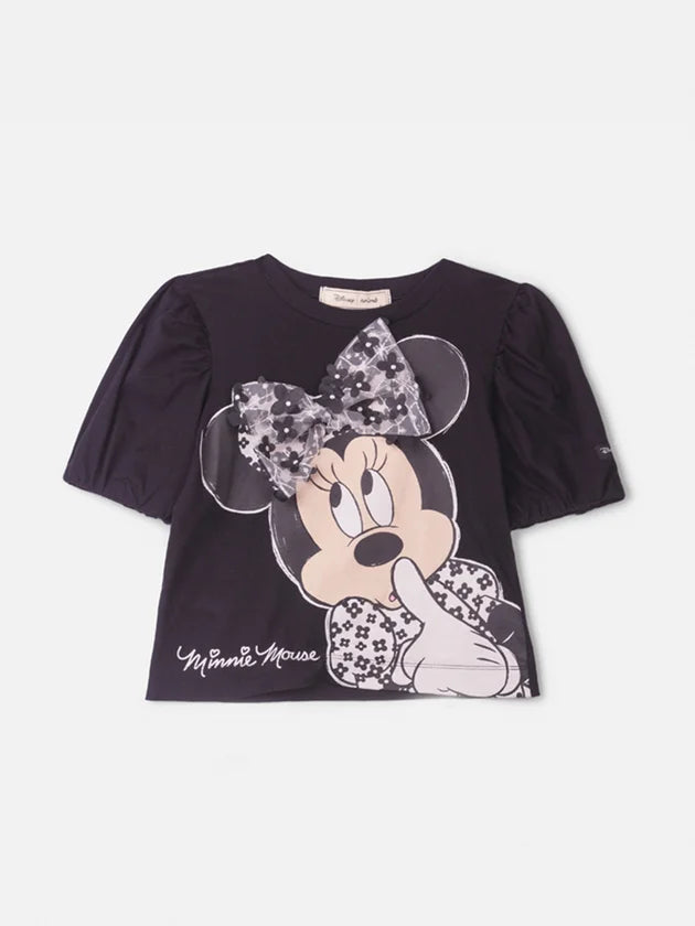 Conjunto Blusa e Saia Minnie Com Laco Preto - BambolePetit