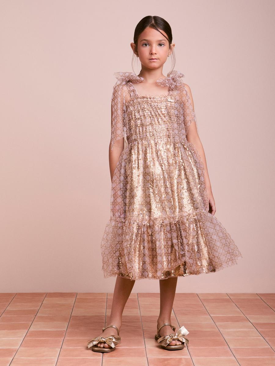 Vestido Paete com Tule Palha Anime
