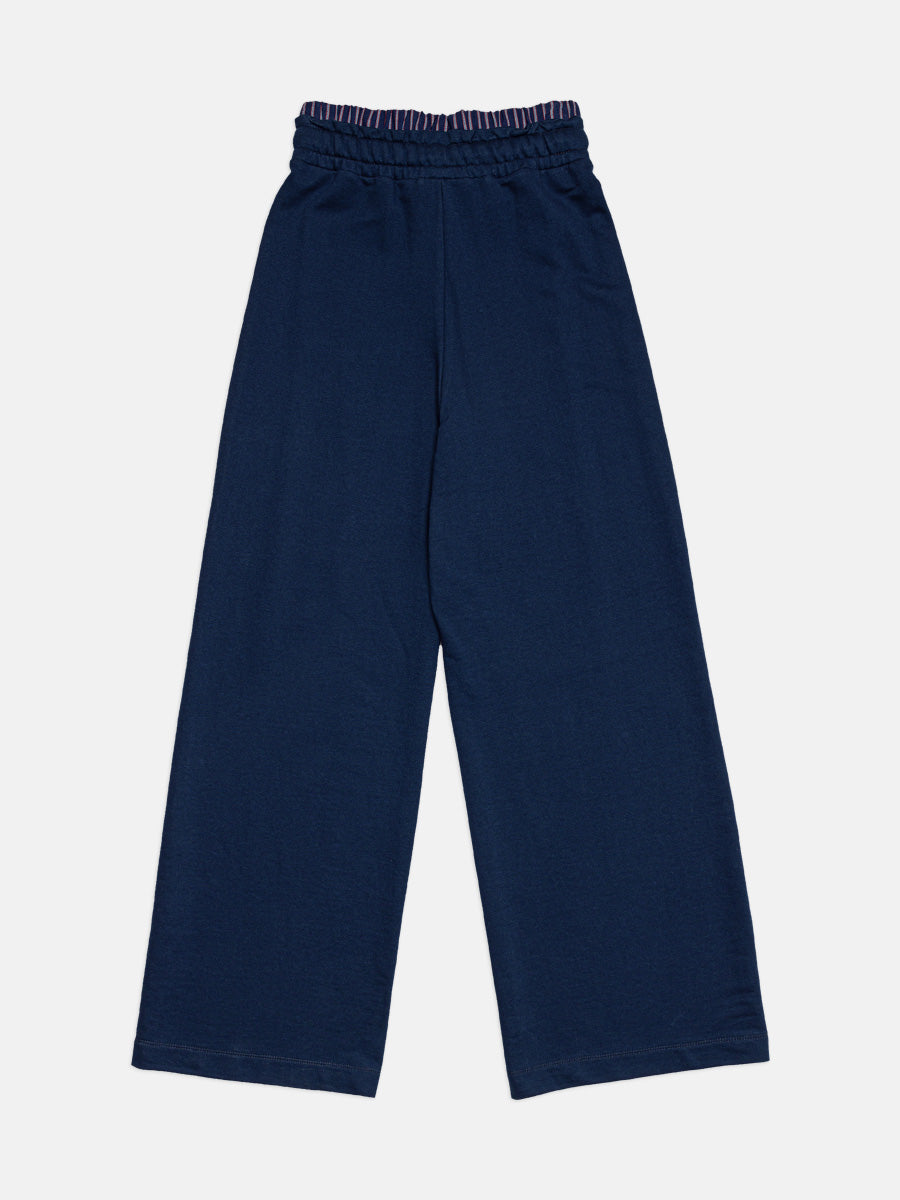 Calca Wide Moletom Azul Marinho I Am