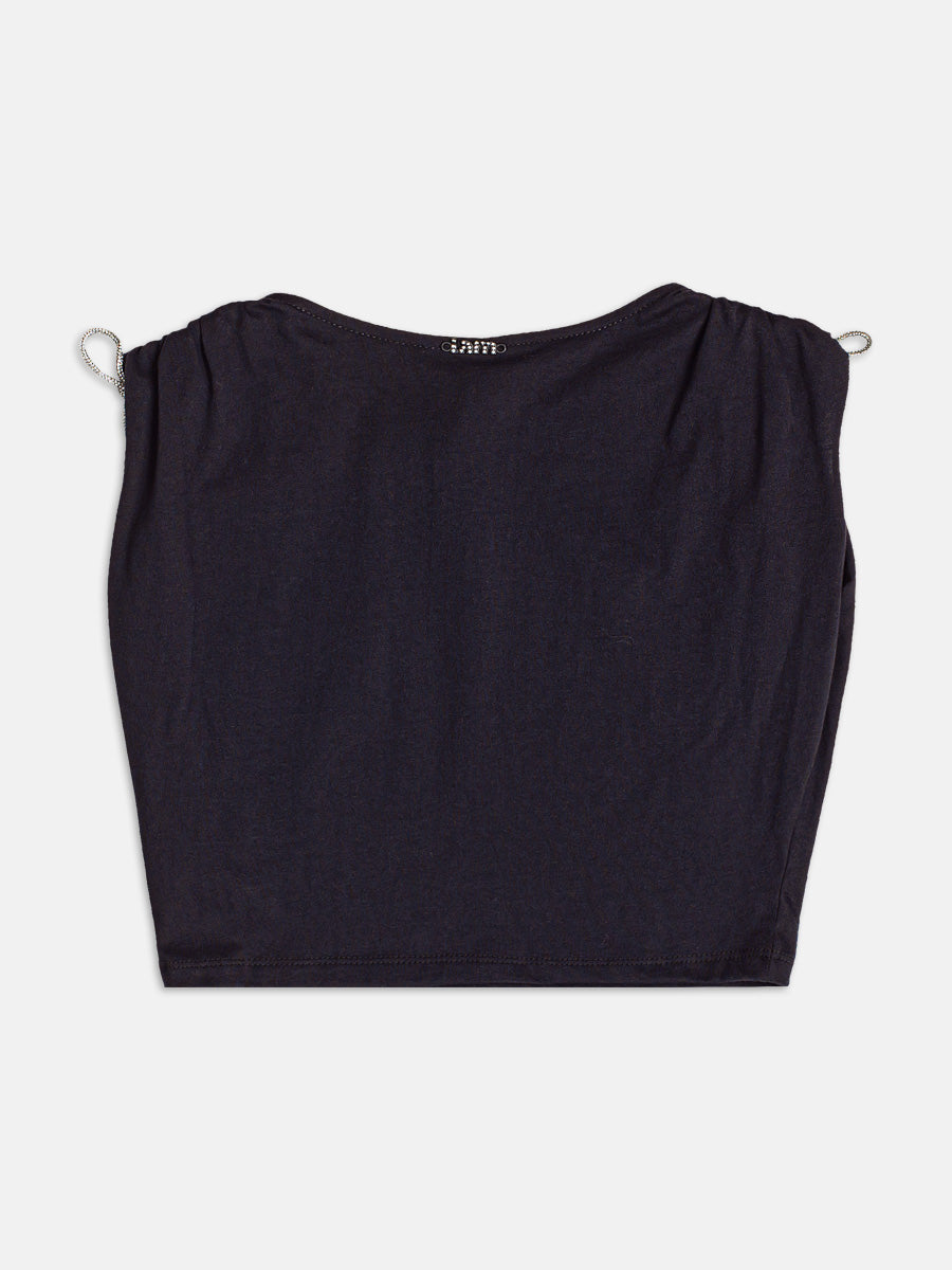 Blusa Preta com Detalhe Drapeado I Am