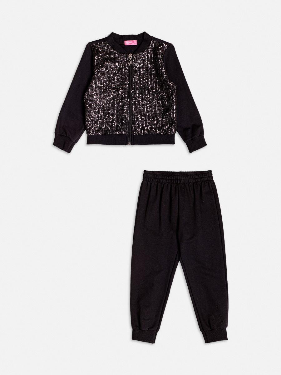 Conjunto Jaqueta Calça Preto com Paetê - BambolePetit