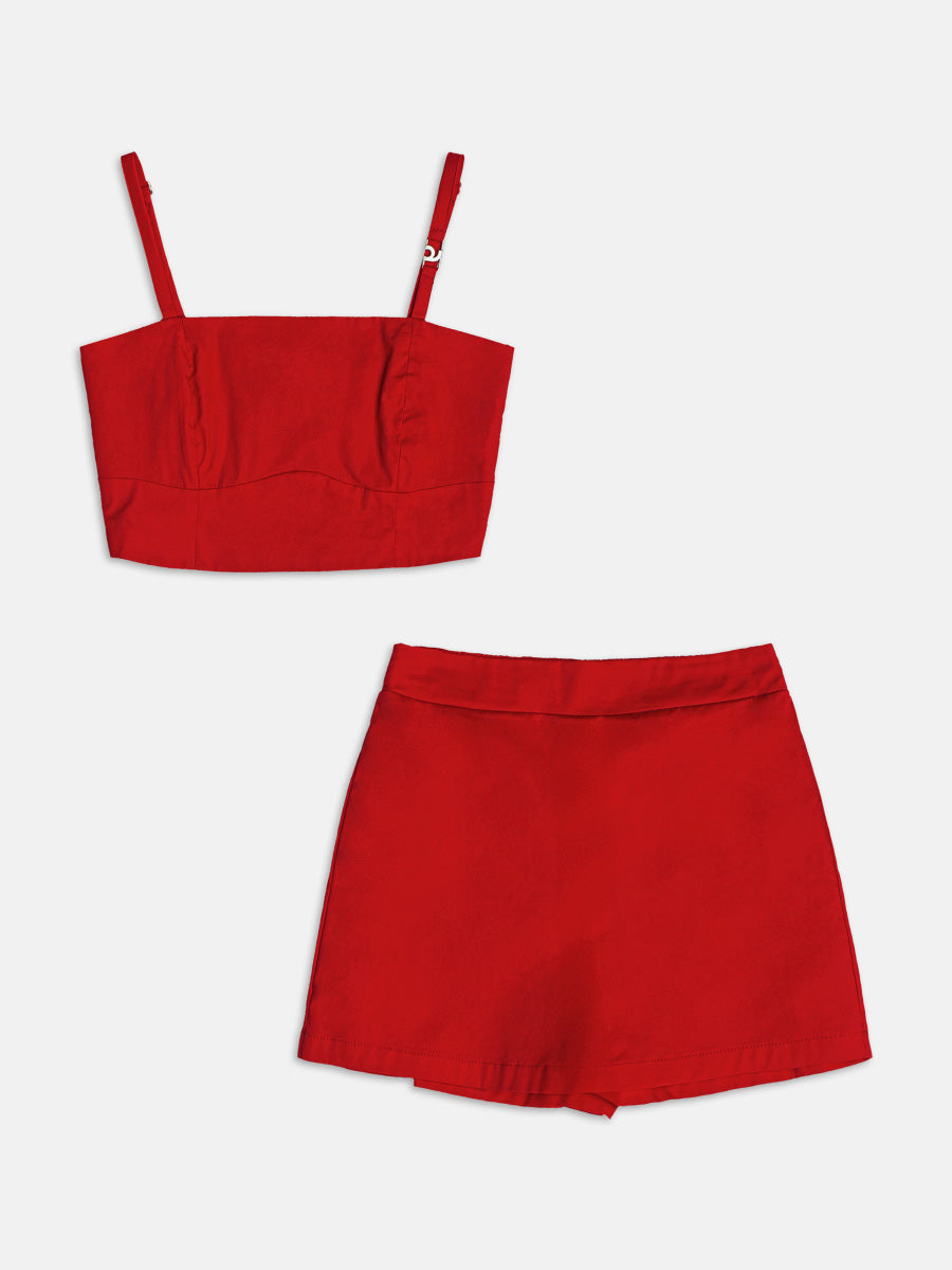 Conjunto Top e Saia Shorts Vermelho I Am