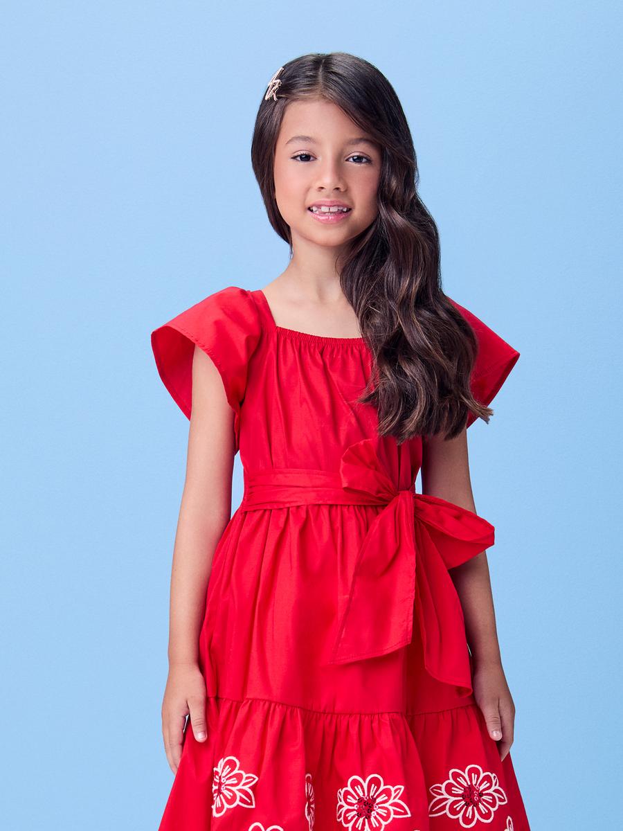 Vestido Bordado Paete Vermelho Momi