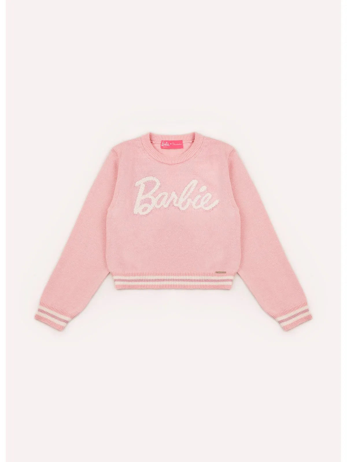 Blusa Tricot Cropped Barbie Shine /Sugar Rose - BambolePetit