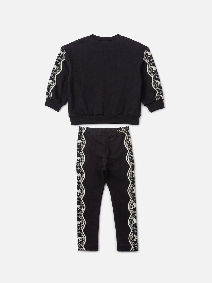 Conjunto Casaco e Legging Preto Animê