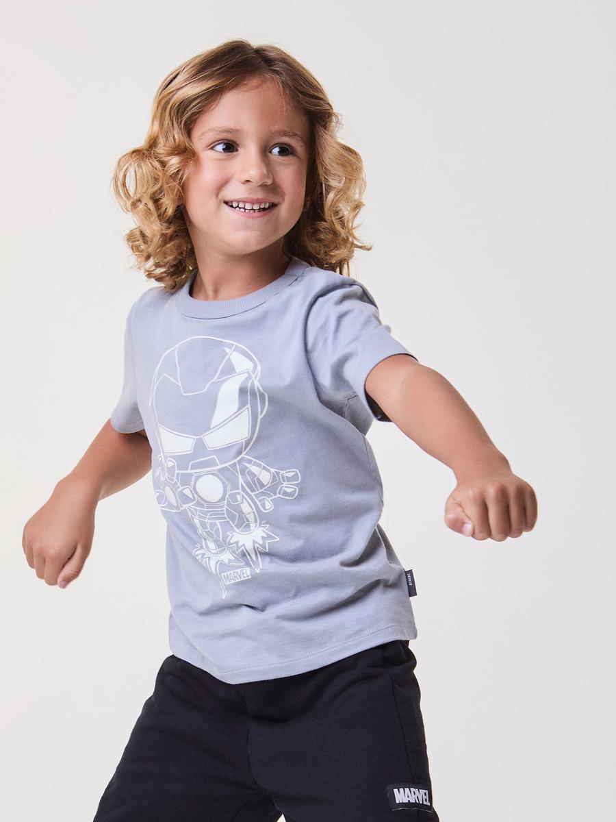 Conjunto T-Shirt e Bermuda Cinza Homem de Ferro Bimbi