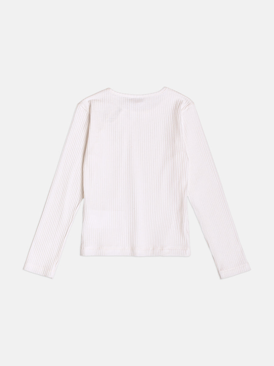 Blusa Manga Longa Com Lacos Veludo Off White Momi