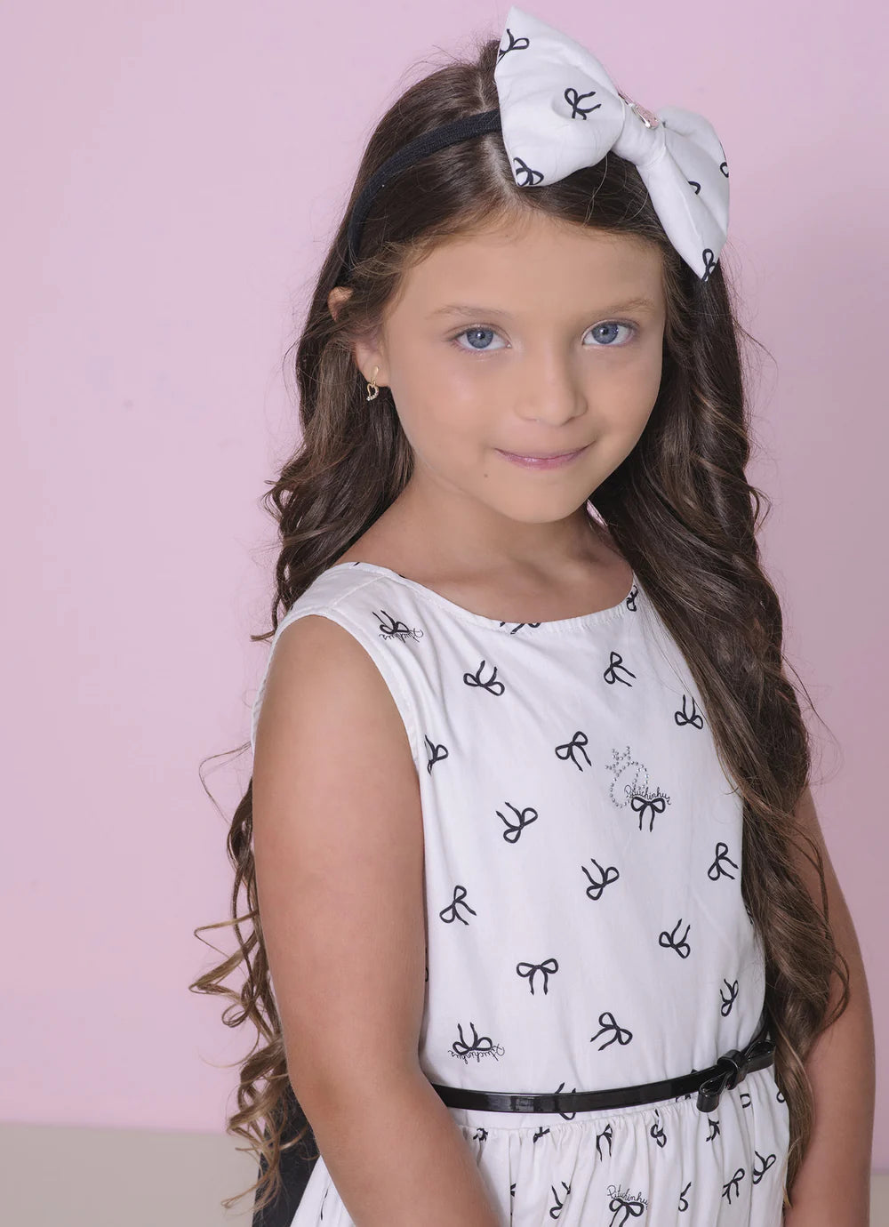 Vestido Algodão Estampa Laçinhos Maxi Laço Costas Pituchinhus