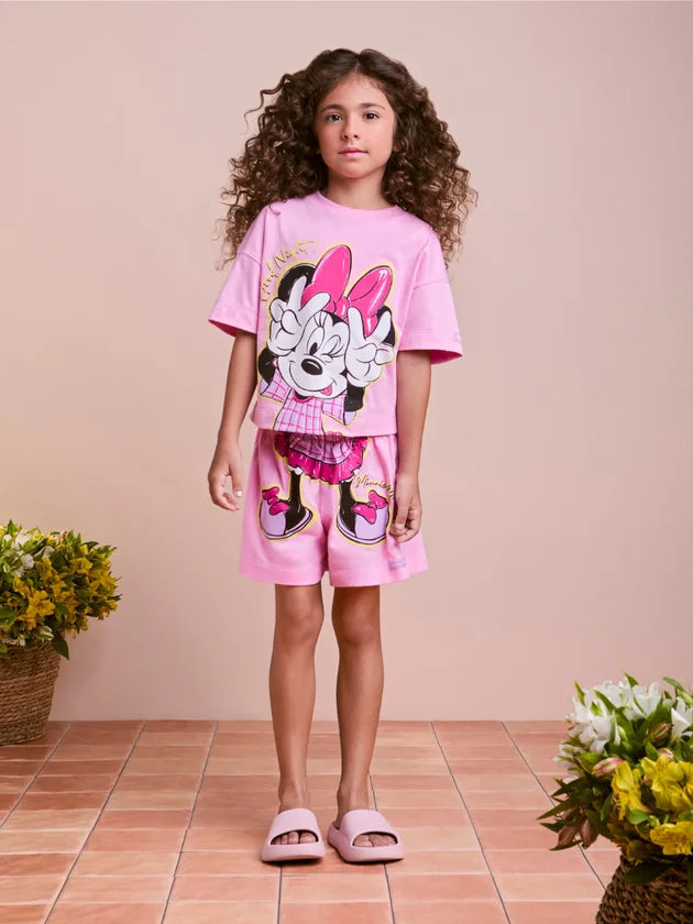 Conjunto Pijama Rosa da Minnie Mouse Anime