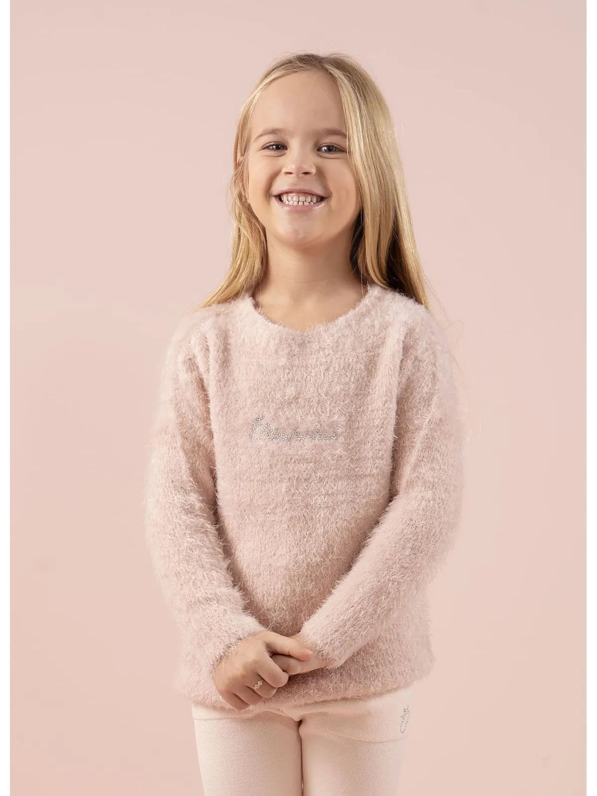 Blusa Tricot Fio Fofinho Sem Costura Pituchinhus Rosa Claro