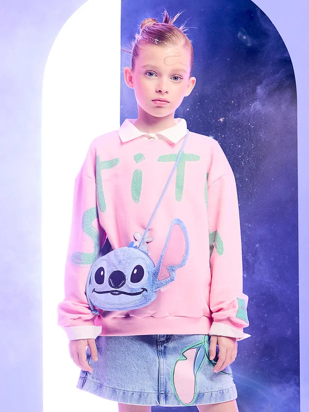 Casaco Stitch Com Strass Rosa Blossom - BambolePetit