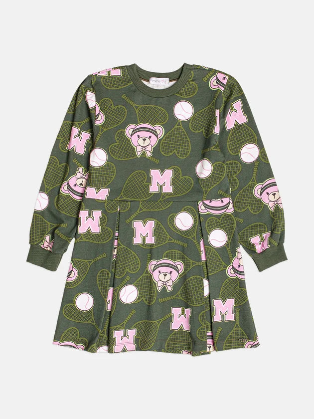 Vestido Manga Longa Urso Tenista Momi