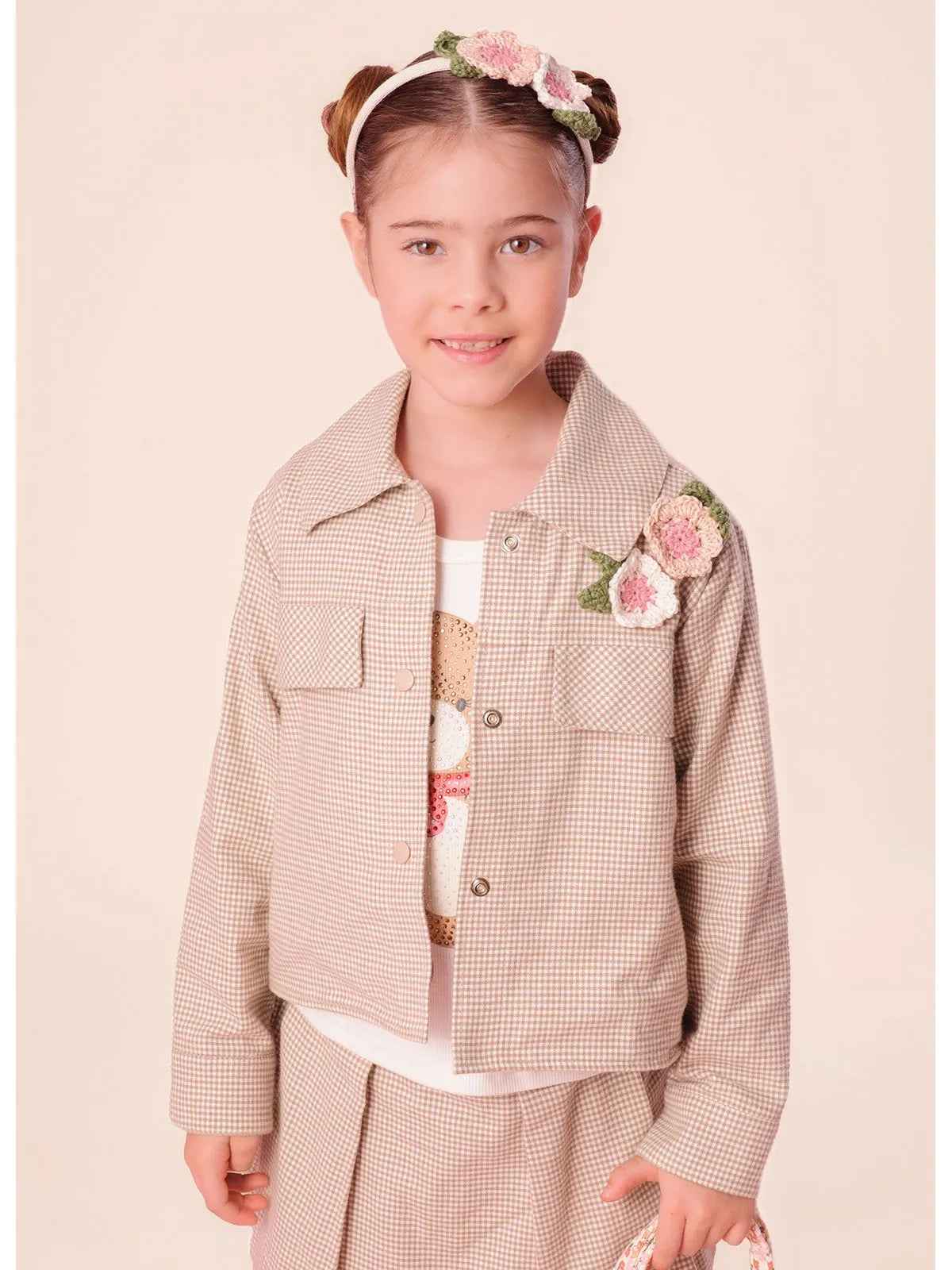 Camisa Flanela Xadrez Flores Pituchinhus - BambolePetit