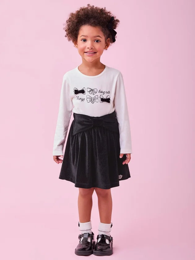 Conjunto Manga Longa Blusa Saia Perola - BambolePetit