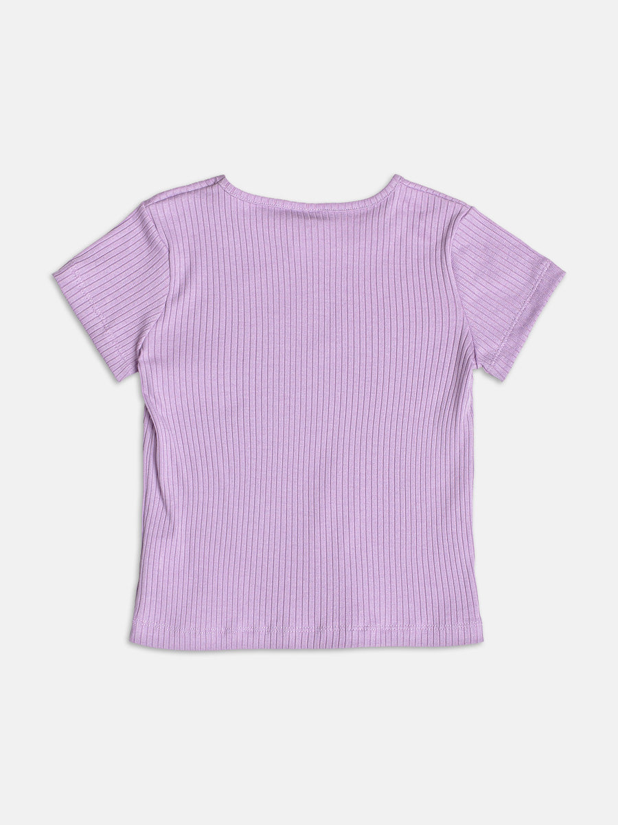 Blusa Básica Canelada Lilás Momi