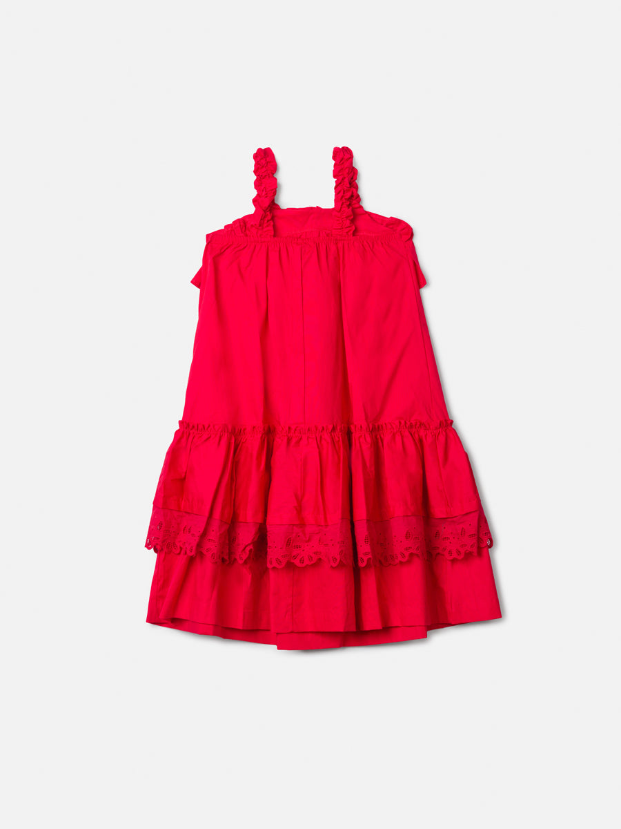 Vestido Infantil Vermelho com Babados Anime