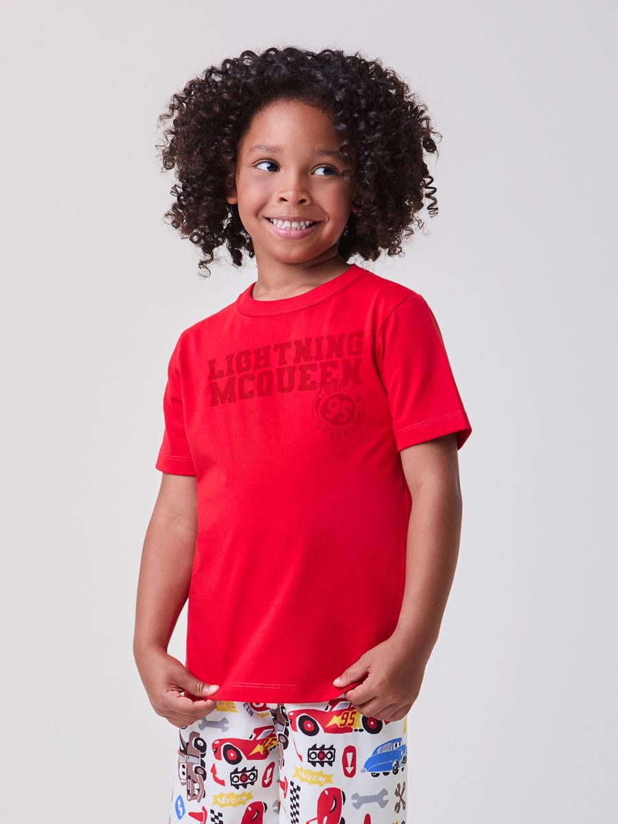 Conjunto T-Shirt e Bermuda Vermelho Carros Bimbi