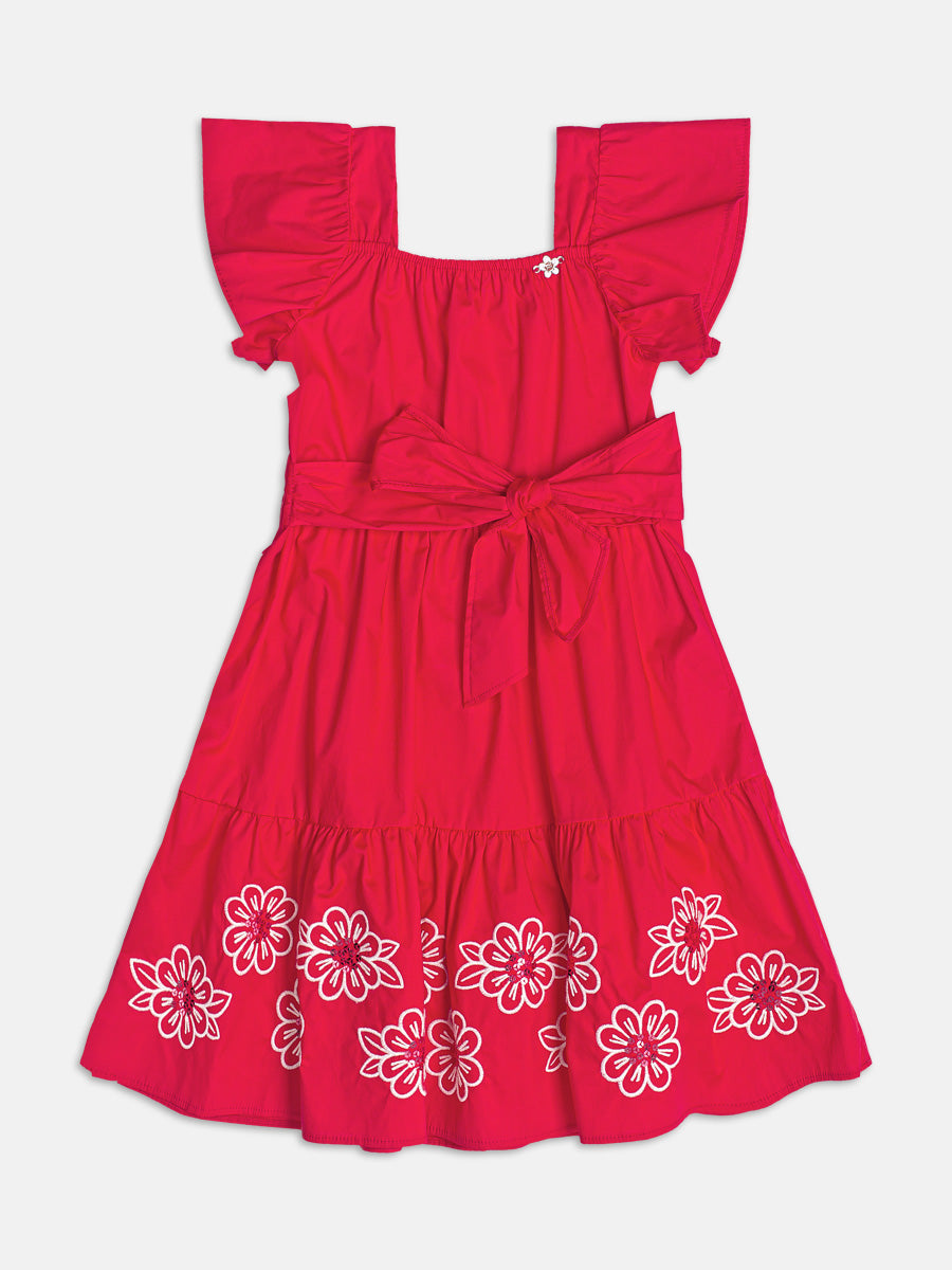 Vestido Bordado Paete Vermelho Momi