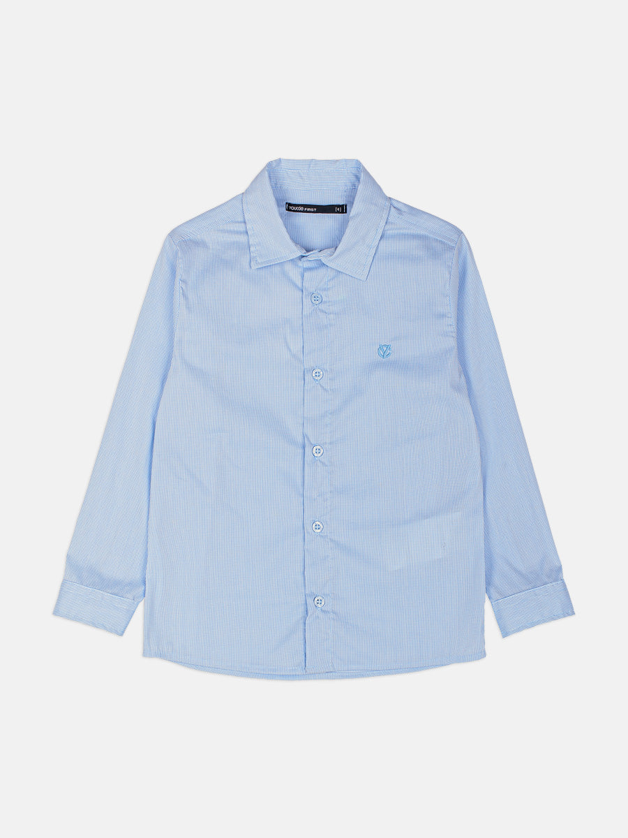 Camisa Manga Longa Casual Branco/Azul Youccie