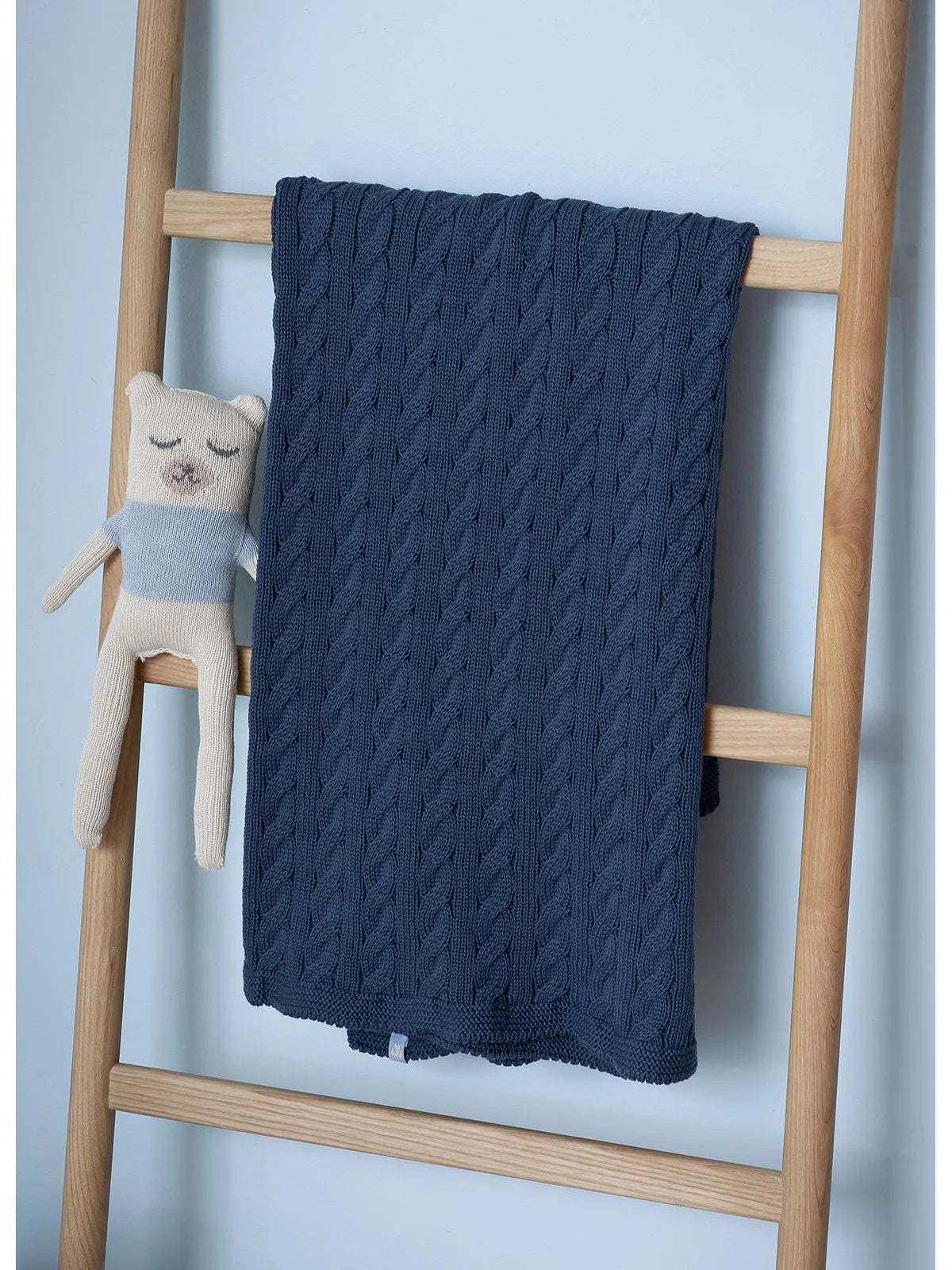 Manta Tricot Ponto Trança Azul Pituchinhus Tam Único - BambolePetit
