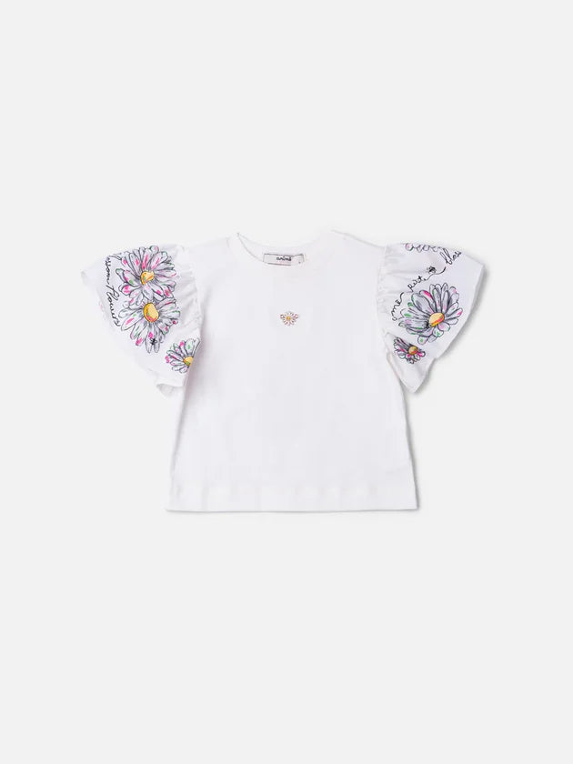 Blusa Off com Mangas de Margaridas Anime